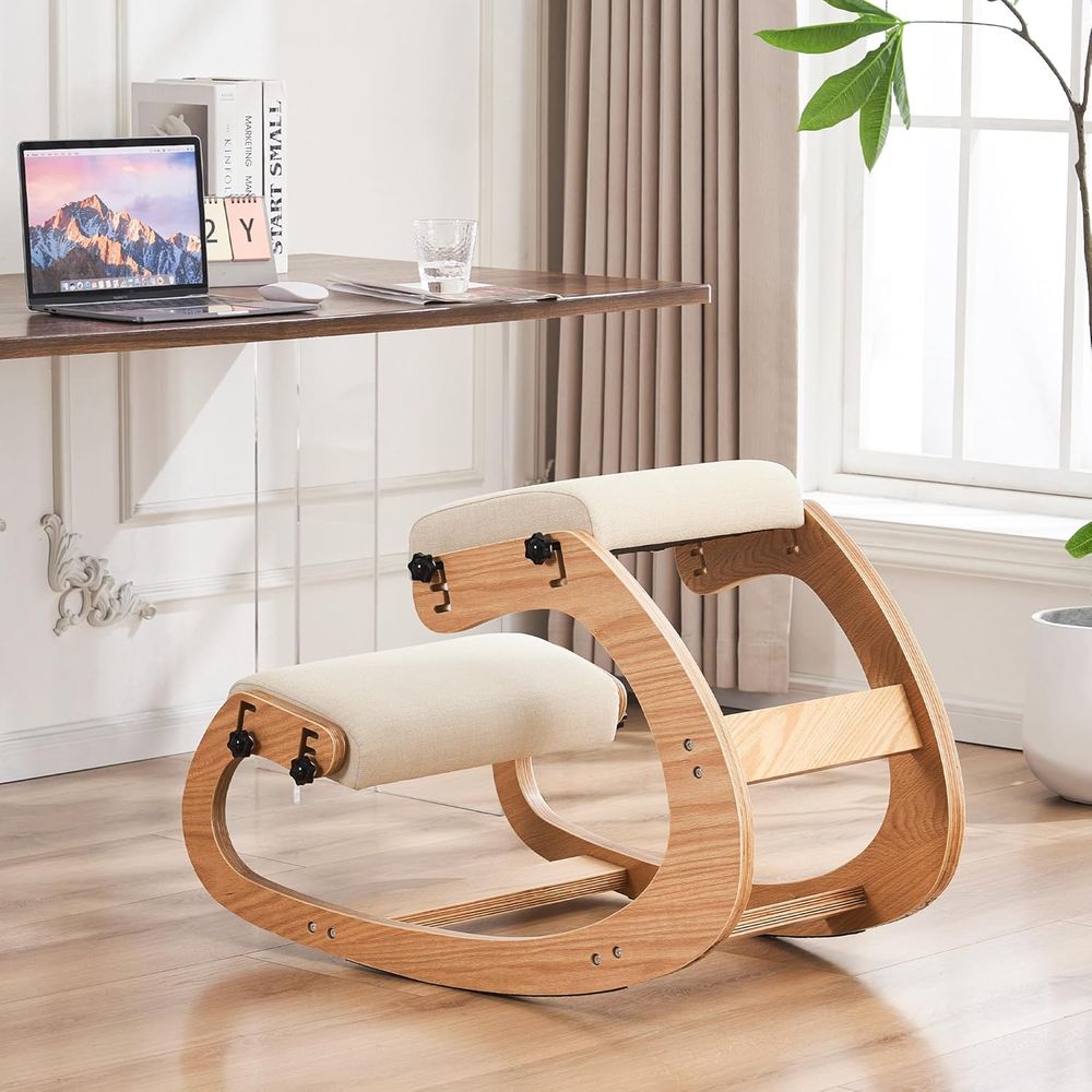Home Office Ergonomics - Ergonomic Adjustable Wooden Kneeling Chair for