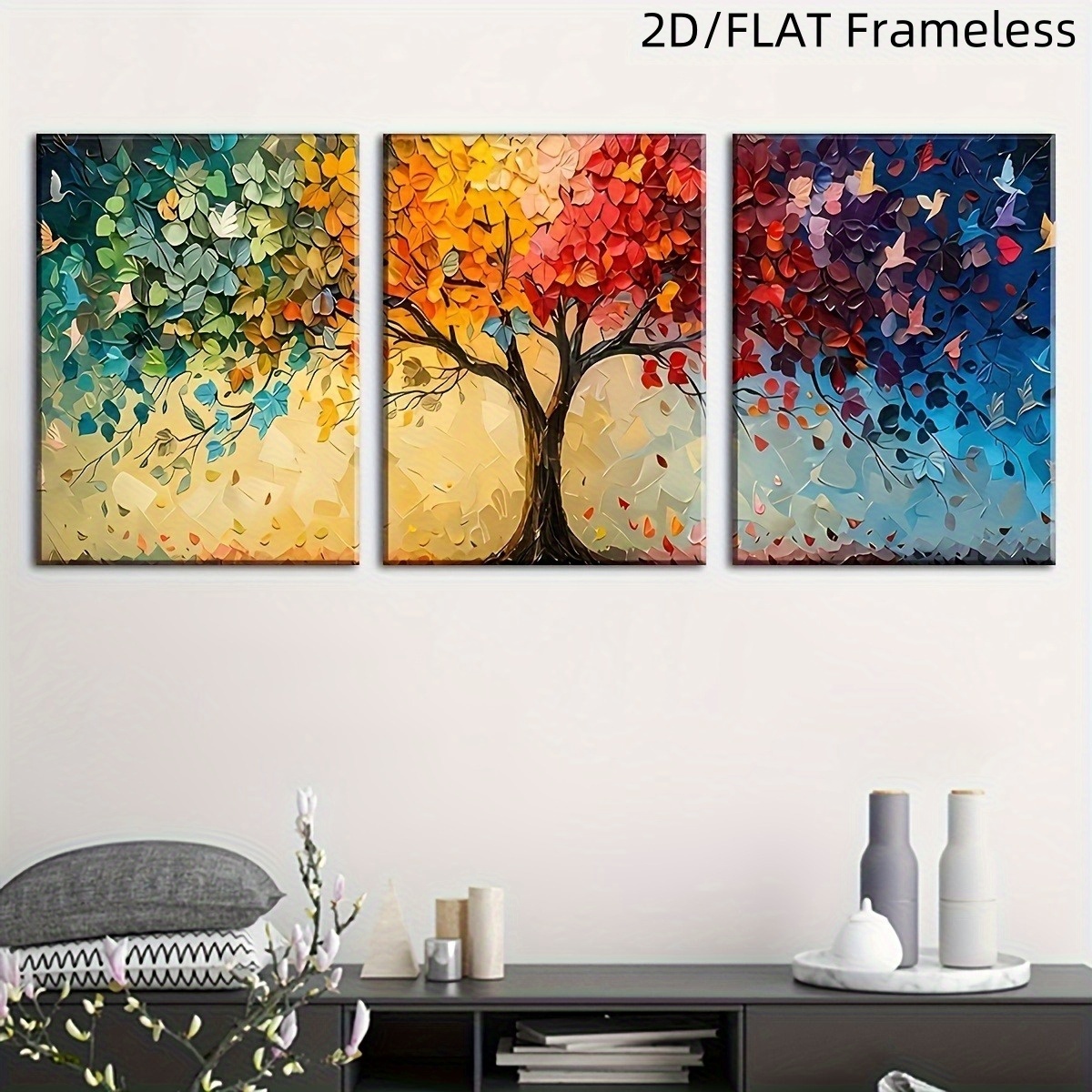 Home Office Image - 3pcs/Set Colorful Abstract Tree Canvas Wall
