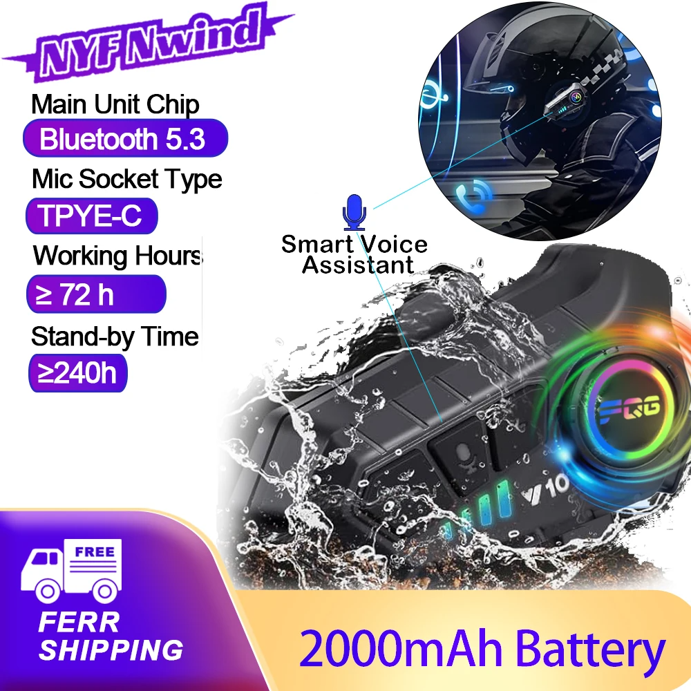 Home Office Headset - Motorcycle Helmet Bluetooth Headset Bluetooth5.3 Waterproof