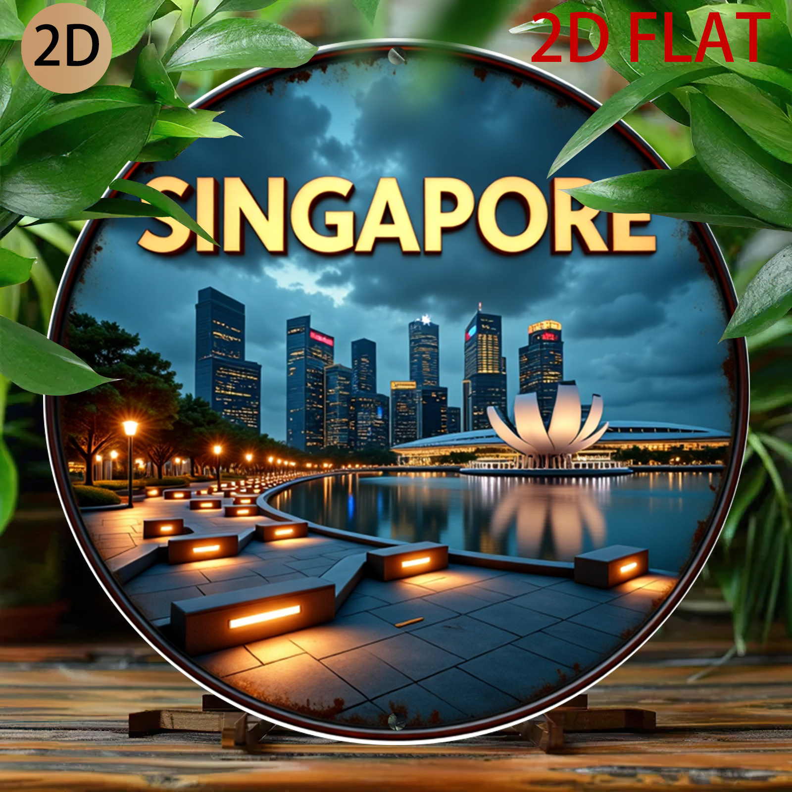 2D Flat Circular City Skyline  - Home Office Singapore reseña y precio