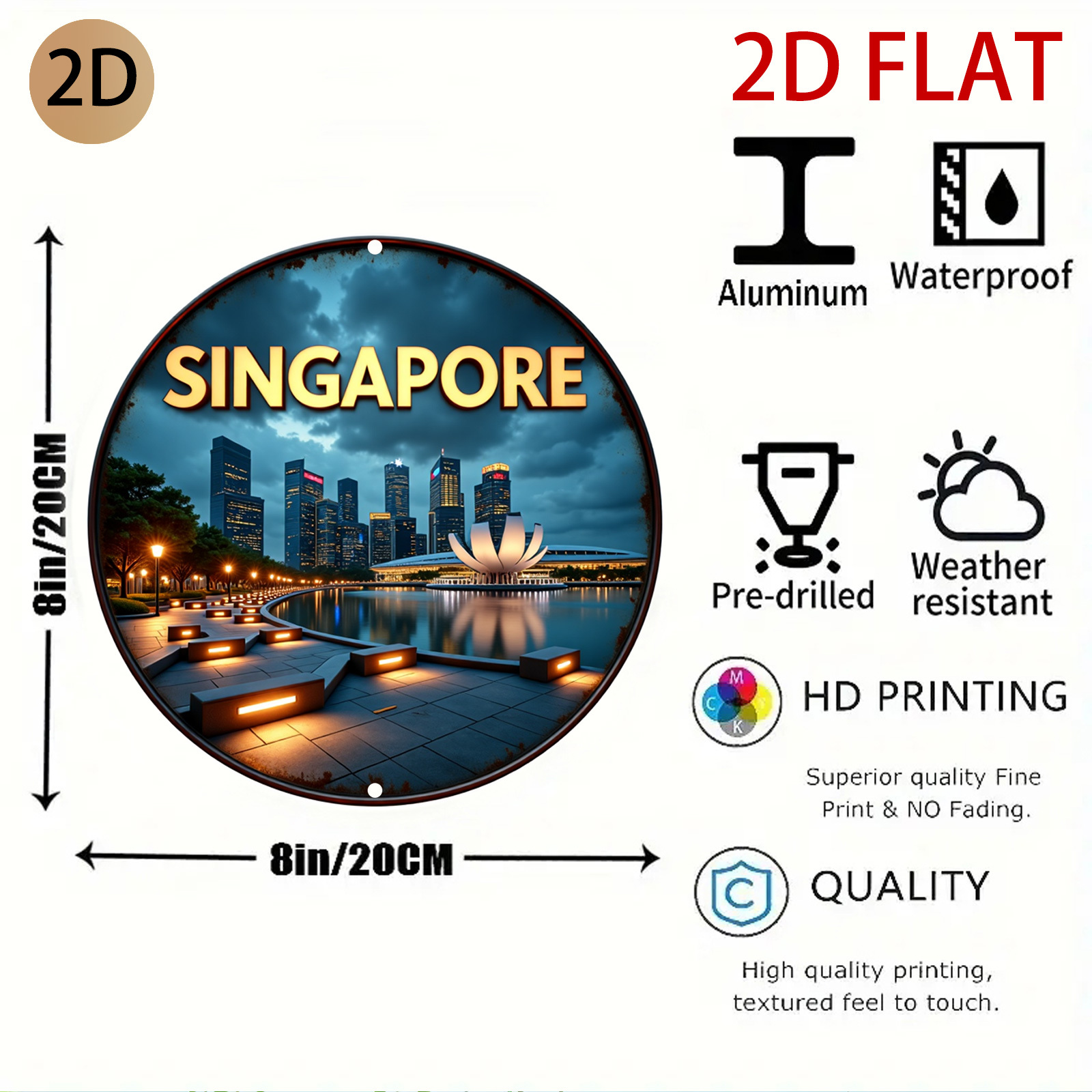 2D Flat Circular City Skyline  - Home Office Singapore reseña y precio