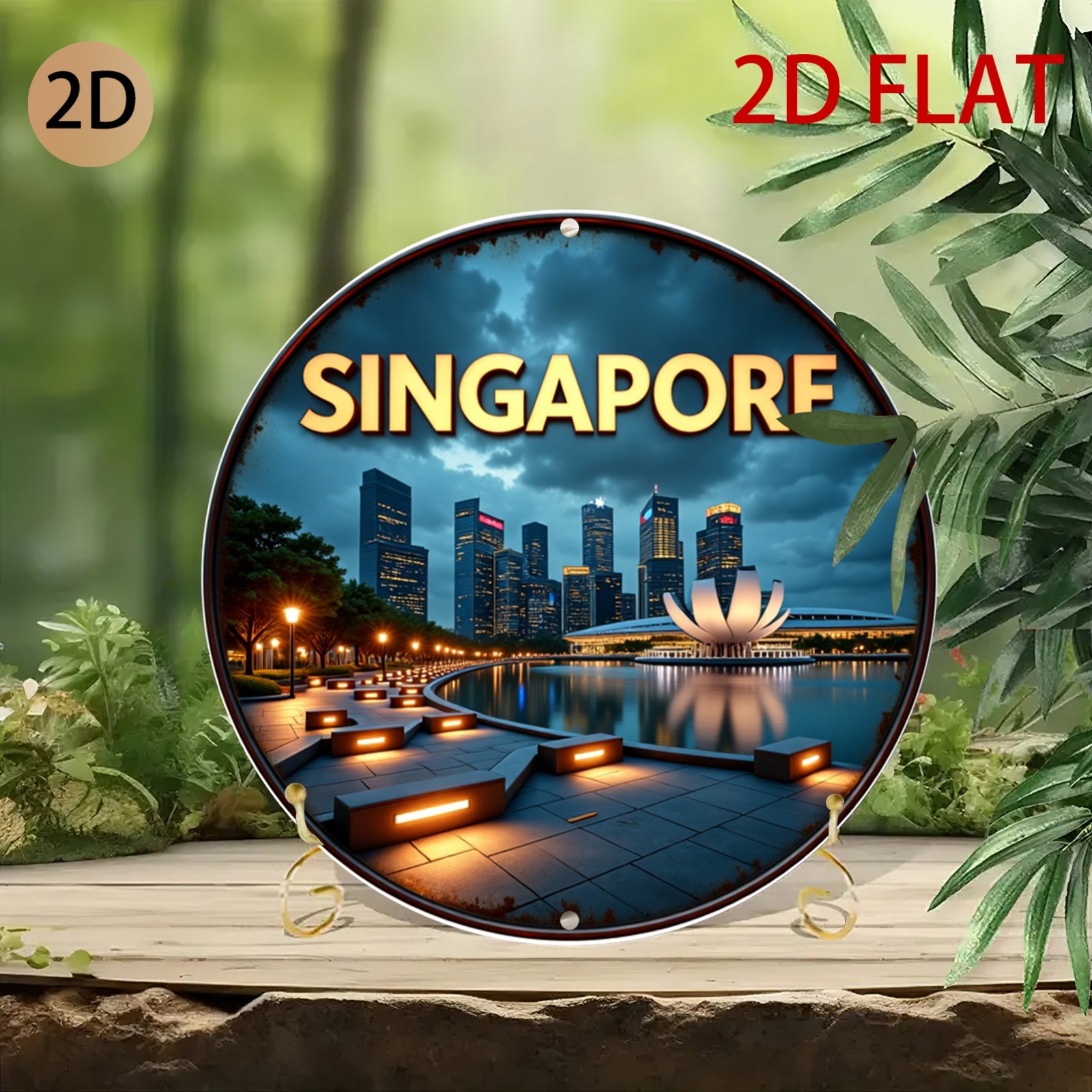2D Flat Circular City Skyline  - Home Office Singapore reseña y precio