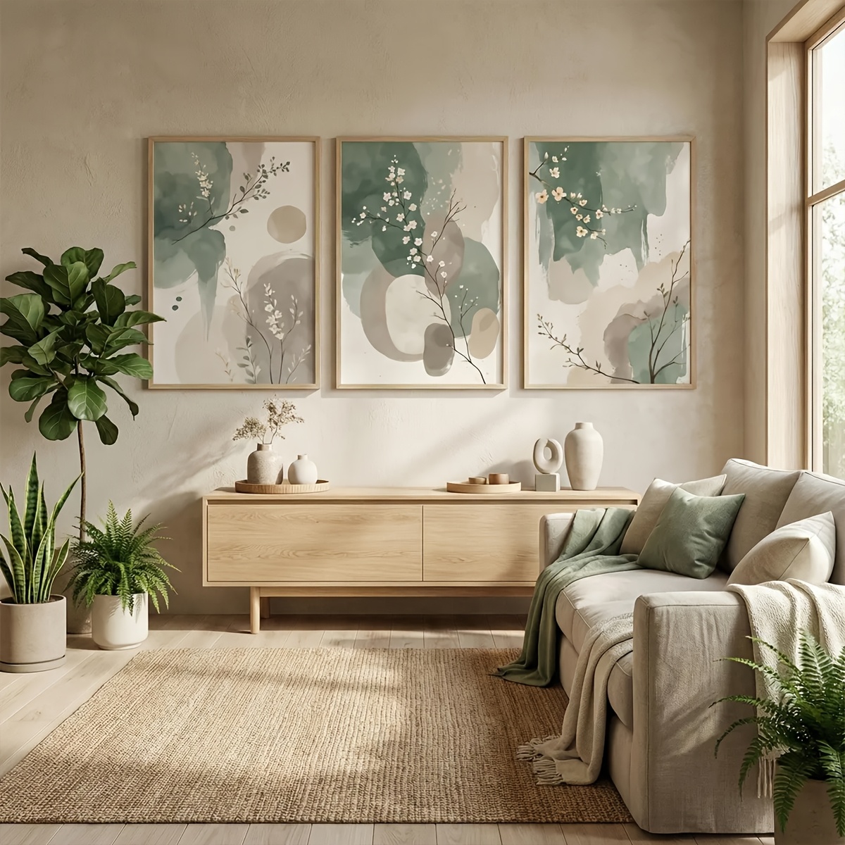 3pcs Japanese-Style Plant Canv - Home Office Image reseña y precio