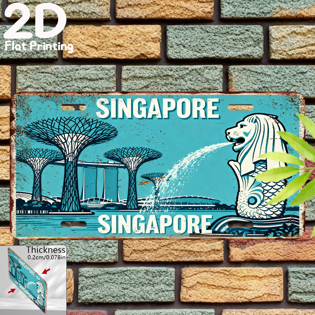 Tin Sign - Singapore Merlion G - Home Office Singapore reseña y precio