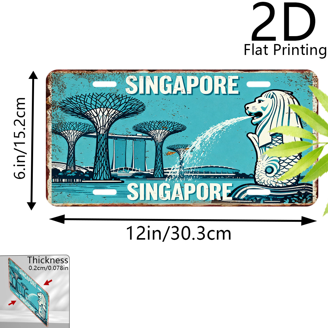Tin Sign - Singapore Merlion G - Home Office Singapore reseña y precio