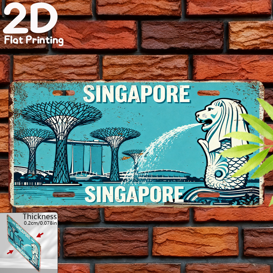 Tin Sign - Singapore Merlion G - Home Office Singapore reseña y precio
