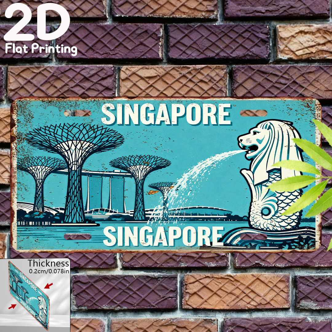 Tin Sign - Singapore Merlion G - Home Office Singapore reseña y precio