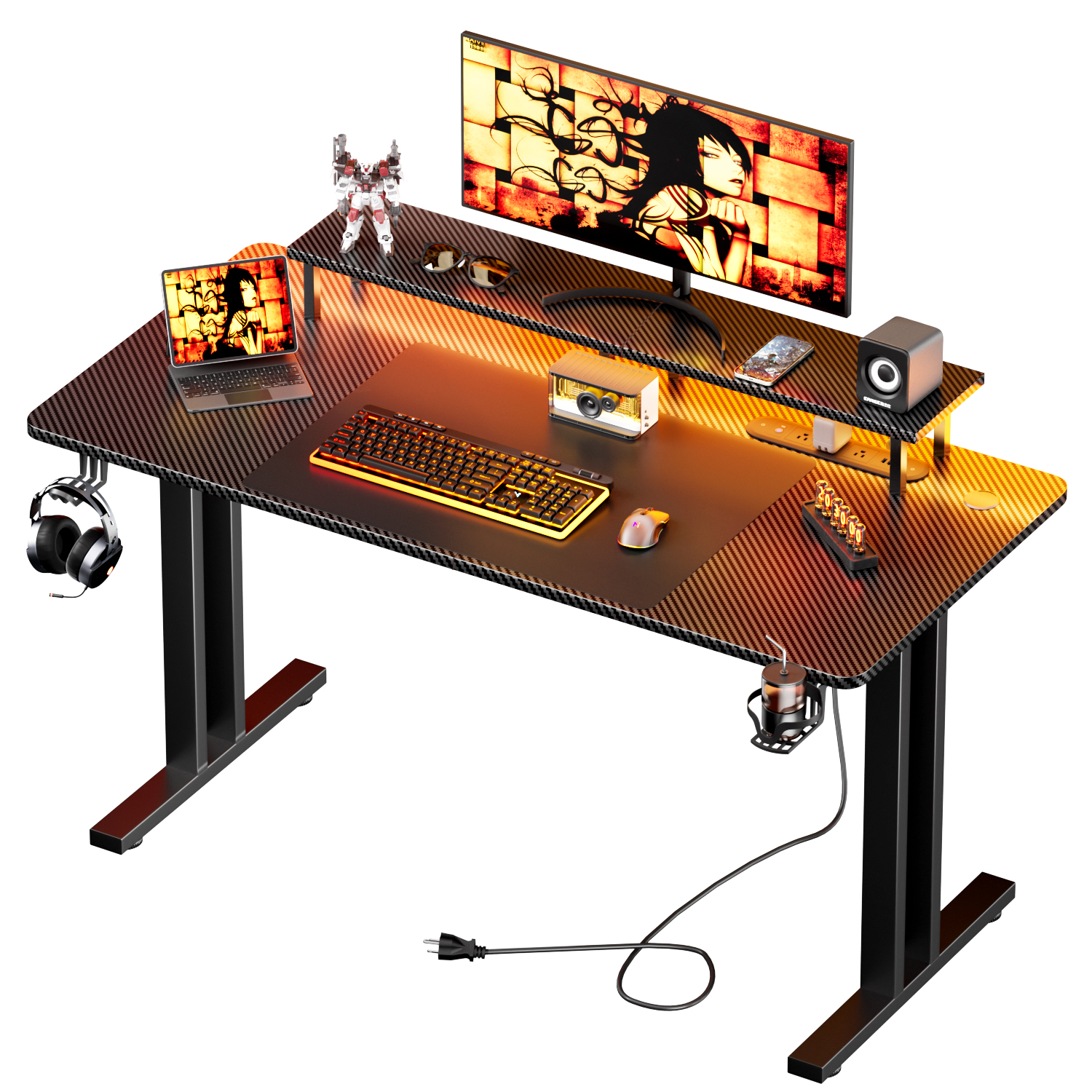 Gaming Desk with LED Lights &  - Home Office Headset reseña y precio