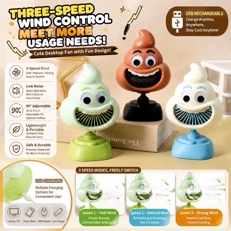 Funny Poop Emoji Mini Desktop  - Usb Desk Fan reseña y precio