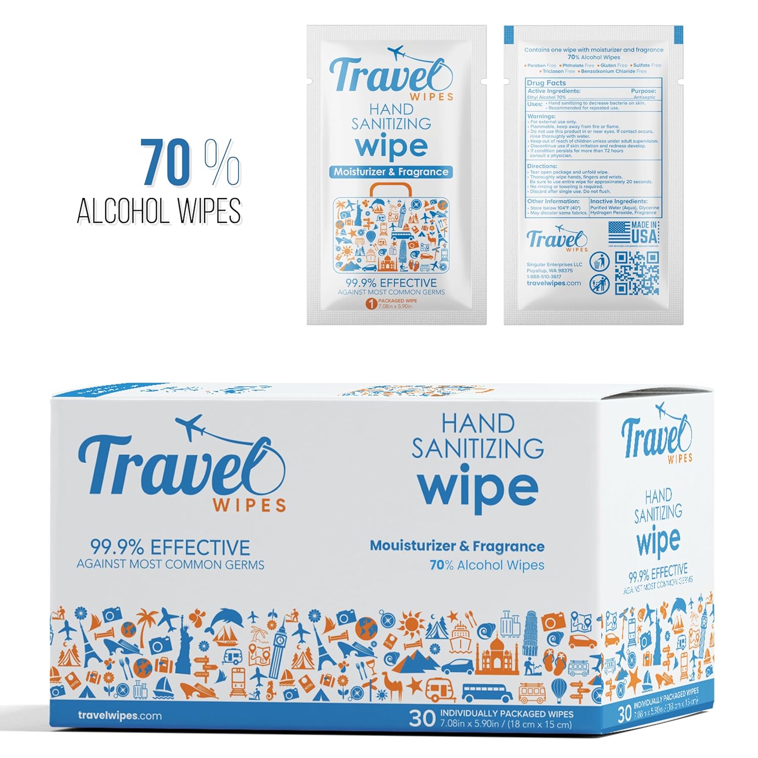 70% Alcohol Hand Wipes 30ct In - Home Office Image reseña y precio