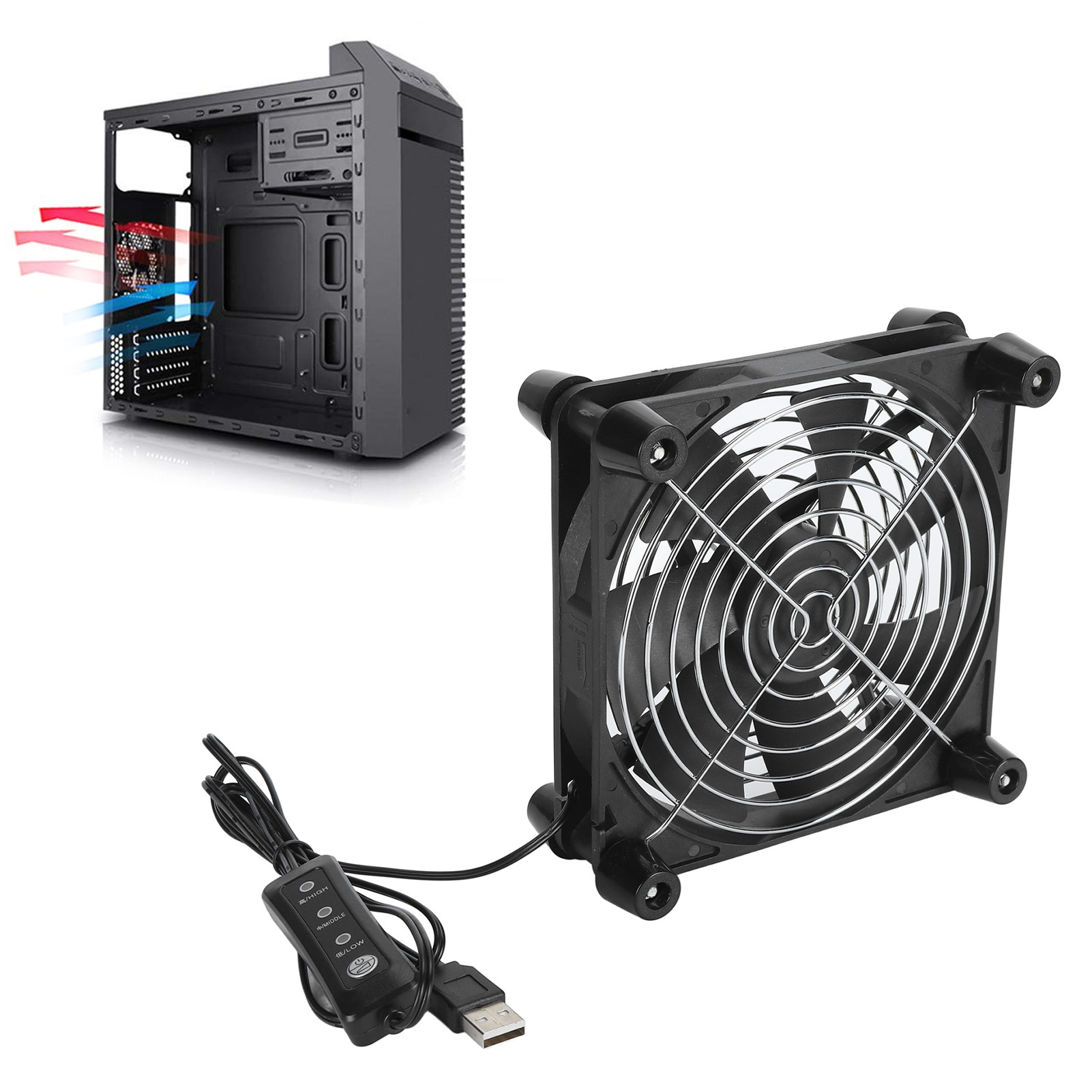 140mm Computer Case Fan 3 Spee - Usb Desk Fan reseña y precio