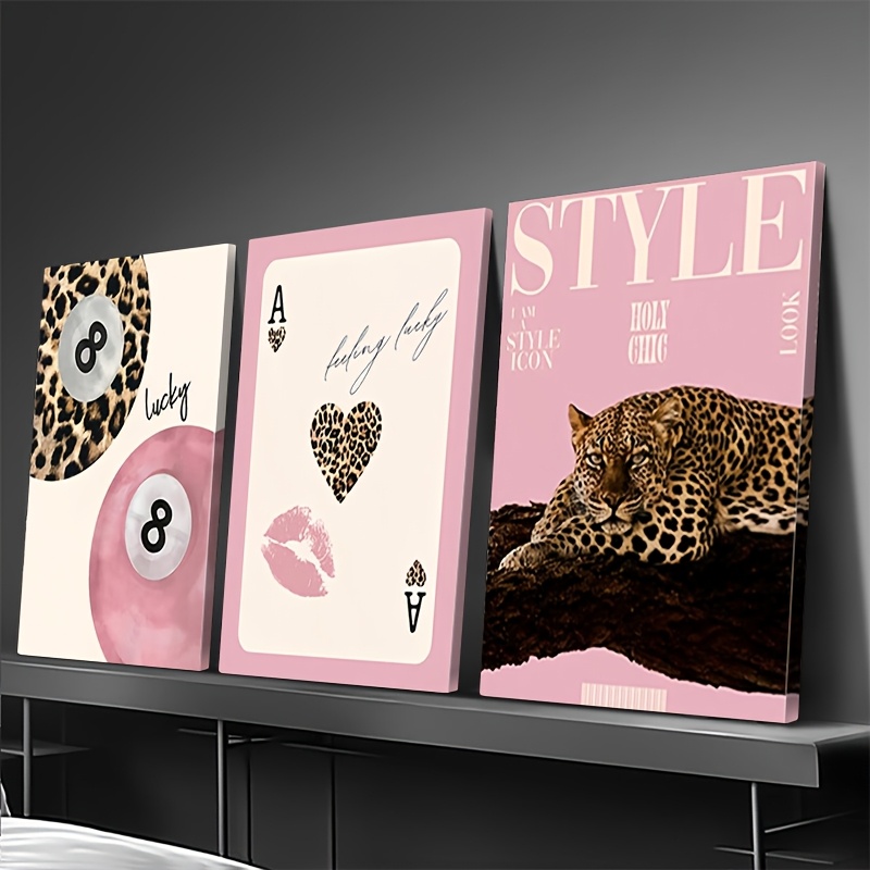 3pcs Leopard Cheetah Canvas Wa - Home Office Image reseña y precio