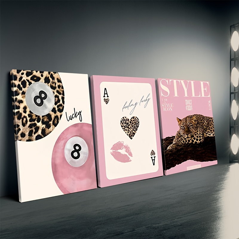 3pcs Leopard Cheetah Canvas Wa - Home Office Image reseña y precio