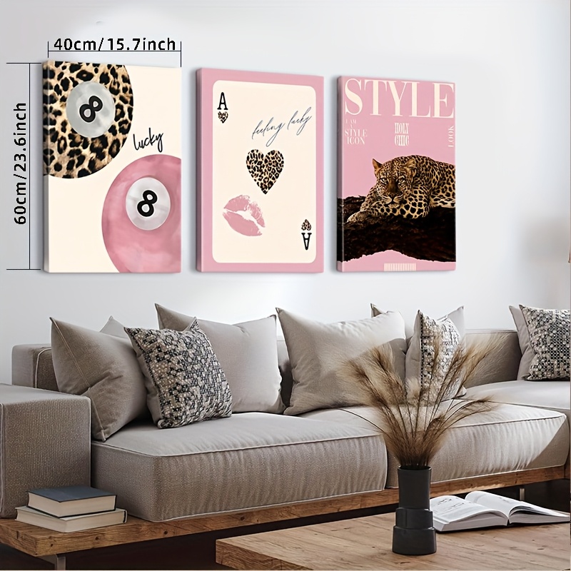 3pcs Leopard Cheetah Canvas Wa - Home Office Image reseña y precio