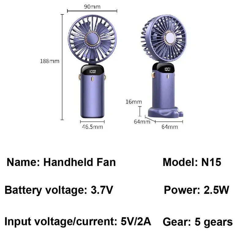 Handheld Mini Fan 1200mAh Fold - Usb Desk Fan reseña y precio