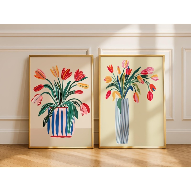 2pcs Tulip Flowers Canvas Wall - Home Office Image reseña y precio