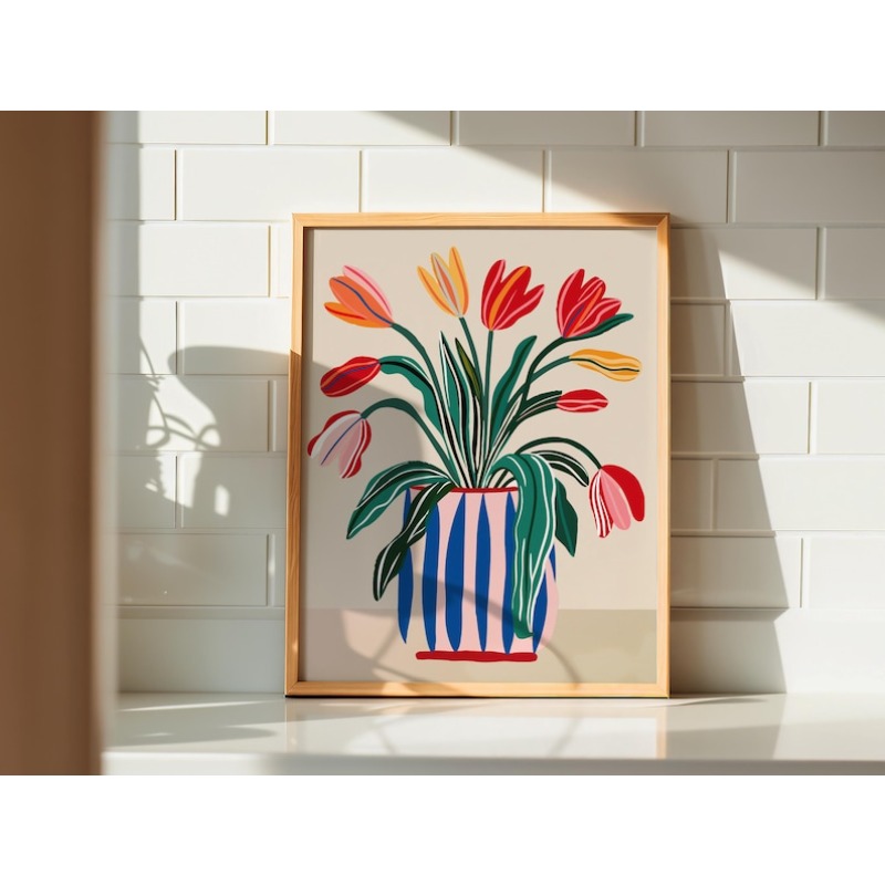 2pcs Tulip Flowers Canvas Wall - Home Office Image reseña y precio