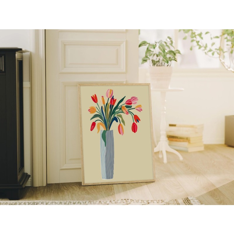 2pcs Tulip Flowers Canvas Wall - Home Office Image reseña y precio