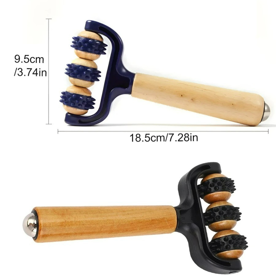 Wooden 3-Wheel Handheld Massag - Home Office Ergonomics reseña y precio