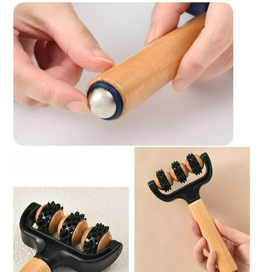 Wooden 3-Wheel Handheld Massag - Home Office Ergonomics reseña y precio