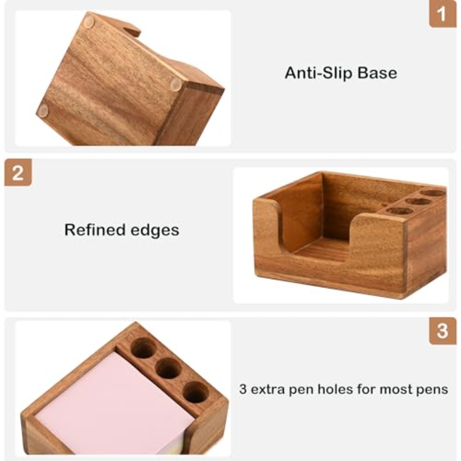 Acacia Wood Sticky Note Holder - Sticky Note Dispenser reseña y precio
