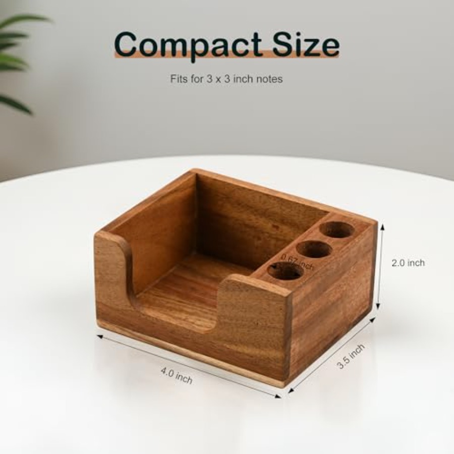 Acacia Wood Sticky Note Holder - Sticky Note Dispenser reseña y precio