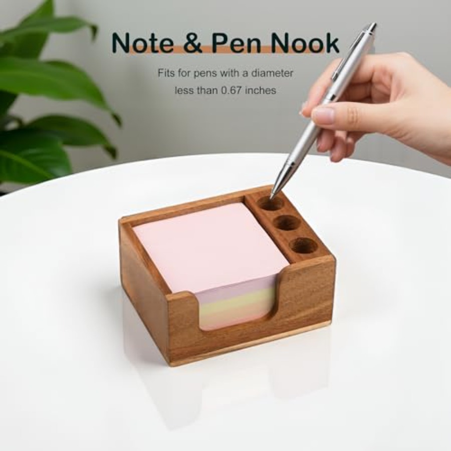 Acacia Wood Sticky Note Holder - Sticky Note Dispenser reseña y precio